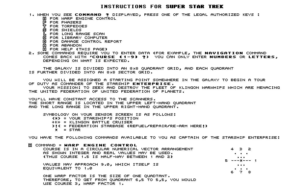 Super Star Trek atari screenshot